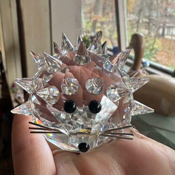 Swarovski Retired Silver Crystal Hedgehog Figure Vintage with box - Picture 3 of 7